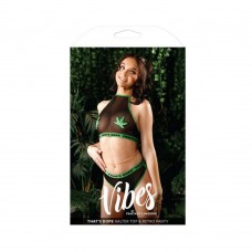 Vibes That's Dope Halter Top & Retro Panty L/xl Black Vibes That's Dope Halter Top & Retro Panty L/xl Black