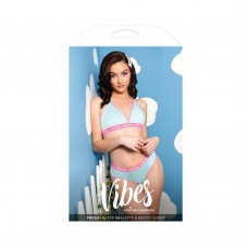 Vibes Fresh Halter Bralette & Booty Short S/m Light Blue Vibes Fresh Halter Bralette & Booty Short S/m Light Blue