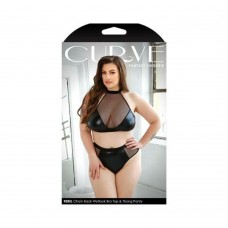 Curve Rebel Chain Back Wetlook Bra Top & Matching Thong Panty 3x/4x Black Curve Rebel Chain Back Wetlook Bra Top & Matching Thong Panty 3x/4x Black