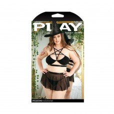 Play Spellbound Costume Strappy Pentagram Detail Bralette, Criss-cross Cutout Panty, Skirt & Hat 3x/ Play Spellbound Costume Strappy Pentagram Detail Bralette, Criss-cross Cutout Panty, Skirt & Hat 3x/