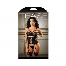 Tease Riley Bra, Waist Cincher With Leg Garters & Panty Set Black L/xl Tease Riley Bra, Waist Cincher With Leg Garters & Panty Set Black L/xl