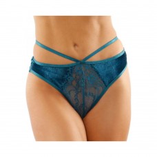 Kalina Velvet Strappy Cut-out Thong With Keyhole Back Teal S/m Kalina Velvet Strappy Cut-out Thong With Keyhole Back Teal S/m