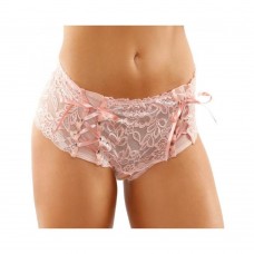Magnolia Crotchless Lace Boyshort With Lace-up Panel Details Light Pink S/m Magnolia Crotchless Lace Boyshort With Lace-up Panel Details Light Pink S/m