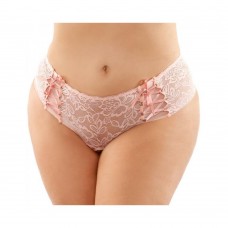 Magnolia Crotchless Lace Boyshort With Lace-up Panel Details Light Pink Queen Magnolia Crotchless Lace Boyshort With Lace-up Panel Details Light Pink Queen