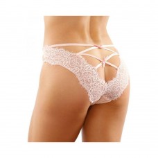 Ivy Lace Bikini Panty With Lattice Cut-out Back Light Pink S/m Ivy Lace Bikini Panty With Lattice Cut-out Back Light Pink S/m
