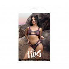 Fantasy Lingerie Vibes Fuckin' Perfection Plaid Mesh Cut Out Bralette & Panty Black S/m Fantasy Lingerie Vibes Fuckin' Perfection Plaid Mesh Cut Out Bralette & Panty Black S/m