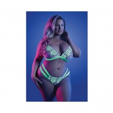Fantasy Lingerie Glow Night Vision Glow-in-the-dark Lace Bralette & Panty White Queen Size Fantasy Lingerie Glow Night Vision Glow-in-the-dark Lace Bralette & Panty White Queen Size