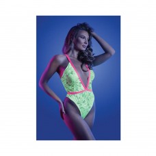 Fantasy Lingerie Glow Spotlight Contrast Elastic Lace Teddy With Snap Closure Neon Green L/xl Fantasy Lingerie Glow Spotlight Contrast Elastic Lace Teddy With Snap Closure Neon Green L/xl