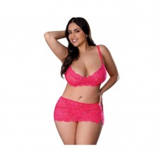 Get It Girl Lace Bra W/skirt & Thong - Pink Qn Get It Girl Lace Bra W/skirt & Thong - Pink Qn