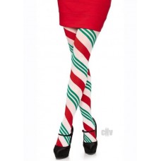 Holiday Ribbon Stripe Tights Os Grn/red