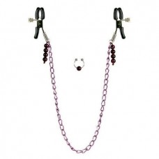 Nipple Clamps- Purple Chain with Navel Ring Nipple Clamps- Purple Chain with Navel Ring