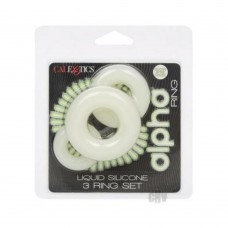 Alpha Liquid Silicone Glow In The Dark Cock Ring - Set Of 3 Alpha Liquid Silicone Glow In The Dark Cock Ring - Set Of 3