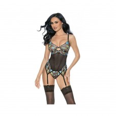 Twilight Garden Underwire Bustier W/g-string Black Large