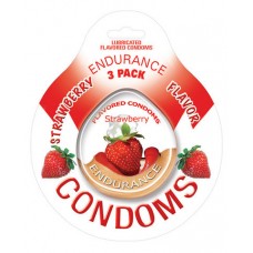 Lubricated Flavored Endurance Condoms 3 Per Pack Strawberry Lubricated Flavored Endurance Condoms 3 Per Pack Strawberry