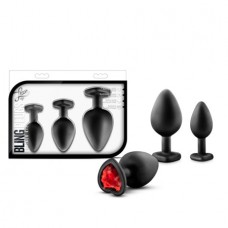 Blush Luxe Bling Plugs Training Kit - Black w/Red Gems Blush Luxe Bling Plugs Training Kit - Black w/Red Gems