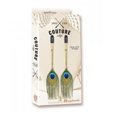 Couture Clips Luxury Nipple Clamps - Peacock Plume Couture Clips Luxury Nipple Clamps - Peacock Plume