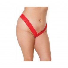 Holiday Scallop Stretch Lace High Leg Thong Red Os/xl