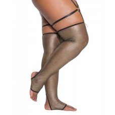 Holiday Metallic Fishnet Toeless Stockings Black/gold Os/xl