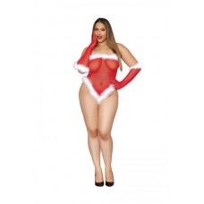 Naughty List Seamless Fishnet Santa Teddy Lipstick Red Q/s