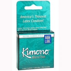 Kimono Micro Thin Aqua Lube Condom - Box of 3 Kimono Micro Thin Aqua Lube Condom - Box of 3
