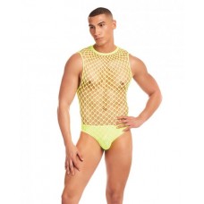 Rainbow Party Full Effect Large Mesh Unitard 2 pc Set - Yellow S/M