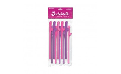 Bachelorette Party Favors Dicky Sipping Straws Pink/purple 10pc.