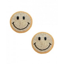 Burlesque Smile Face Jewel Reusable Silicone Nipztix - Gold O/s