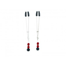 Red Beaded Nipple Clamps With Tweezer Tip - Red