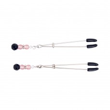 Beaded Nipple Clamps Adjustable Rubber Tipped Clamps With Pink Beads