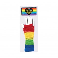 Rainbow Fishnet Gloves O/S