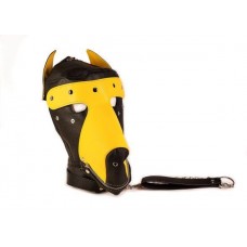 Basic Puppy Play Kit 2 Tone Black Yellow Mask, Tail, Mitts, Carry Pack