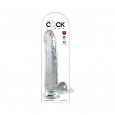 King Cock Clear With Balls 11in Clear King Cock Clear With Balls 11in Clear