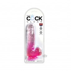 Kc 6 Cock Clear W/balls Pink Kc 6 Cock Clear W/balls Pink