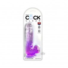 Kc 6 Cock Clear W/balls Purple Kc 6 Cock Clear W/balls Purple
