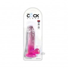 King Cock Clear With Balls 7in Pink King Cock Clear With Balls 7in Pink