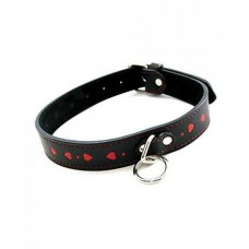 Plesur Pvc Collar W/hearts - Black/red