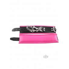 Rouge Leather Padded Wrist Cuffs Black/pink
