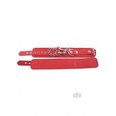 Rouge Plain Leather Ankle Cuffs Red