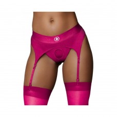 Ouch! Vibrating Strap-on Thong With Adjustable Garters Pink M/l Ouch! Vibrating Strap-on Thong With Adjustable Garters Pink M/l
