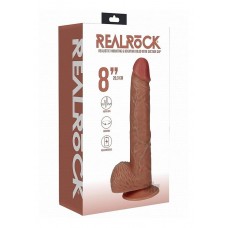 Realrock 8 In. Vibrating And Rotating Cock With Balls Regular Straight Tan