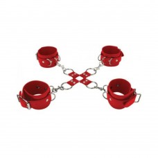 Ouch Leather Hand and Leg Cuffs Red Ouch Leather Hand and Leg Cuffs Red