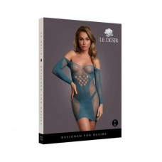 Le Desir Long-sleeved Net Mini Dress Ocean Deep O/s Le Desir Long-sleeved Net Mini Dress Ocean Deep O/s