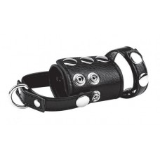 C & Ball Gear Cock Ring with Ball Stretcher 2 inches Black
