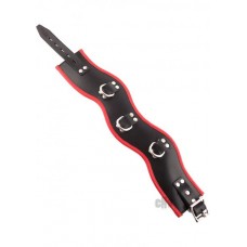 Rouge Leather Posture Collar 3 Ring Black Red