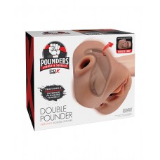 PDX Plus Double Pounder Vibrating Squeeze Stroker - Brown
