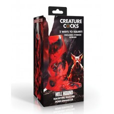 Creature Cocks Hell Hound Squirting Silicone Penis Enhancer - Red